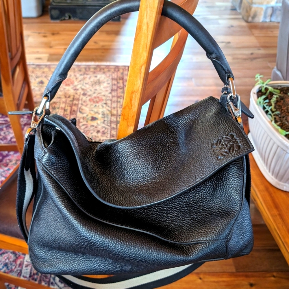 Loewe Large Puzzle Bag Grained Calfskin Black